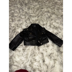 Baby Unbranded Black Faux Leather Jacket 12-18 Months